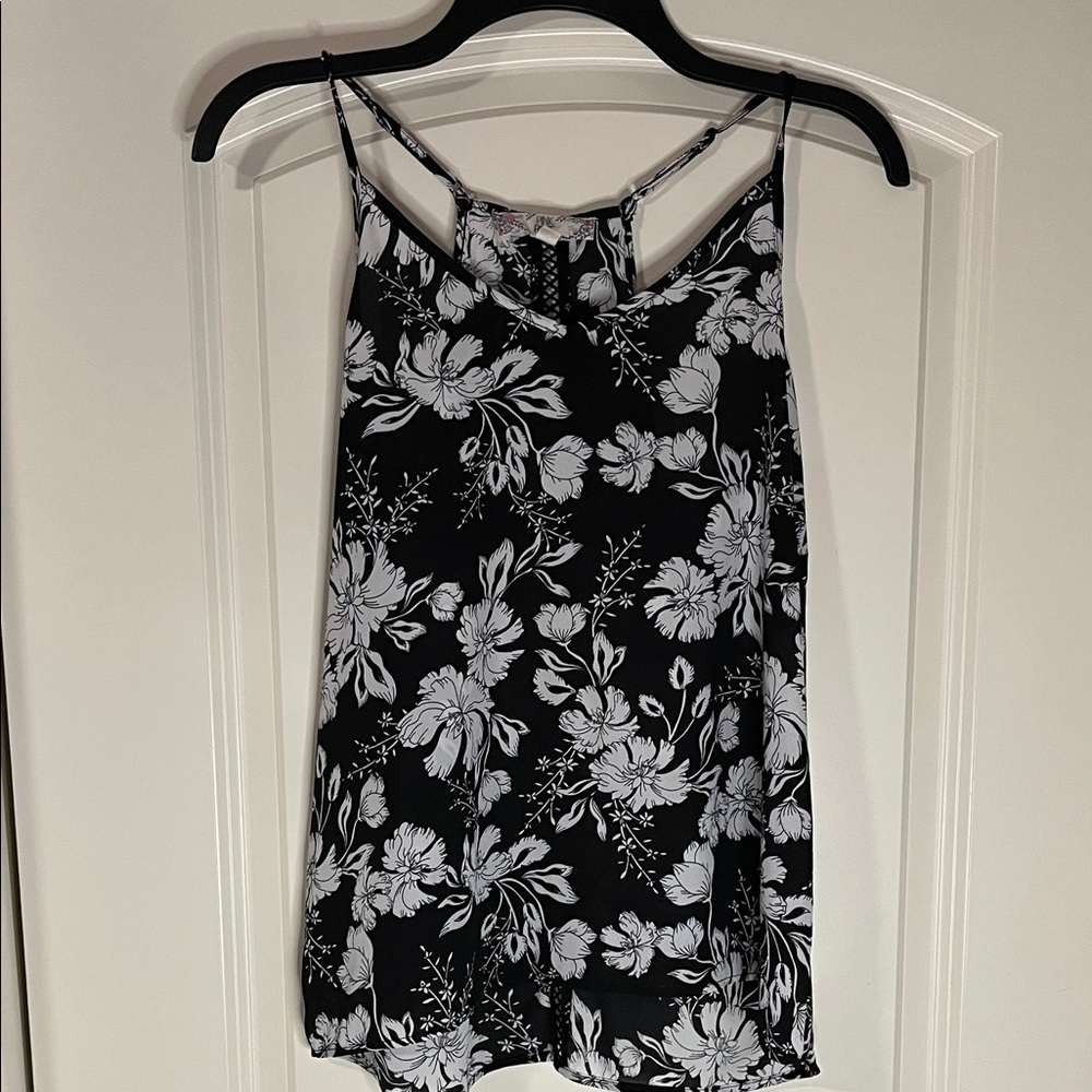 Pink Rose Black and White Floral Camisole